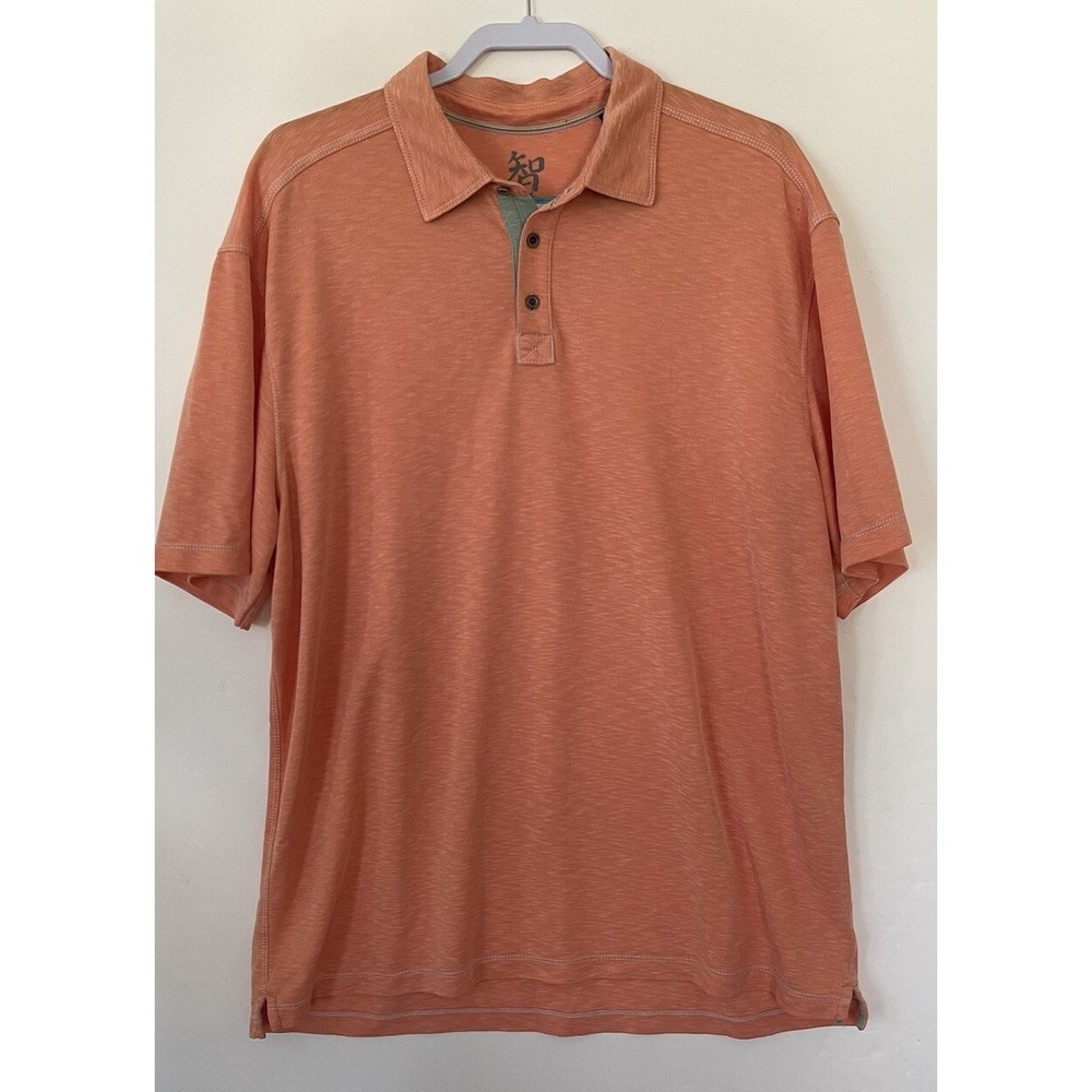 Nicoby Mens XXL Polo Shirt Short Sleeve Peach Slub Knit Textured Casual Top